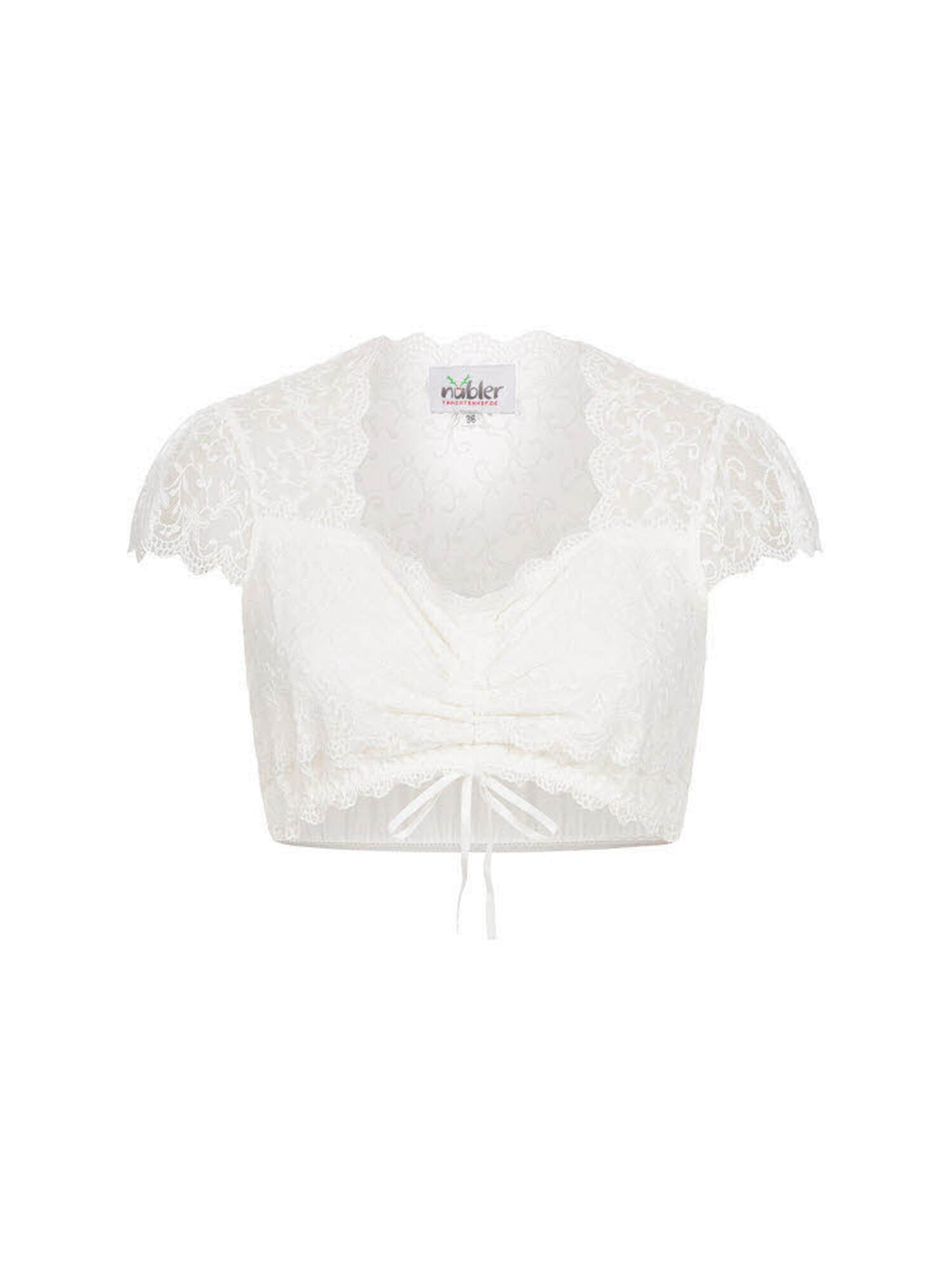 Trachtenhof Nübler Traditional Blouse 'Dirndlbluse kurzarm Lisaa' in White: front
