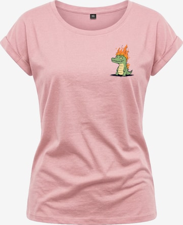 MAKAYA Shirt 'Krokodil' in Pink: front