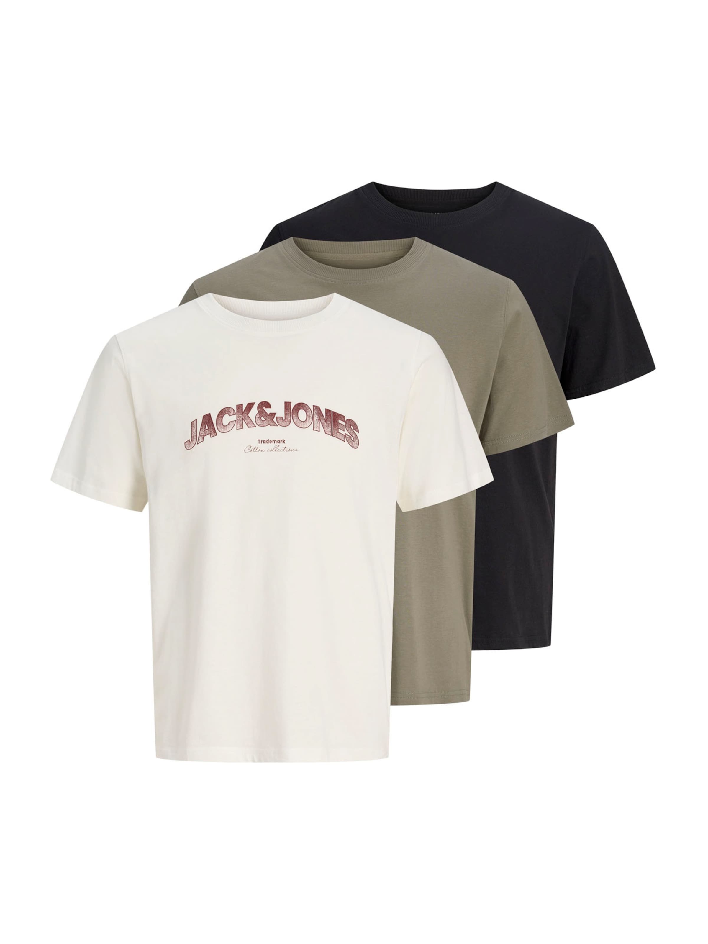 JACK & JONES T-Shirt 'JJAVERY' en S en beige clair / kaki / rouge / noir, Vue avec produit