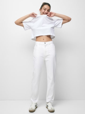 Regular Jean Pull&Bear en blanc : devant