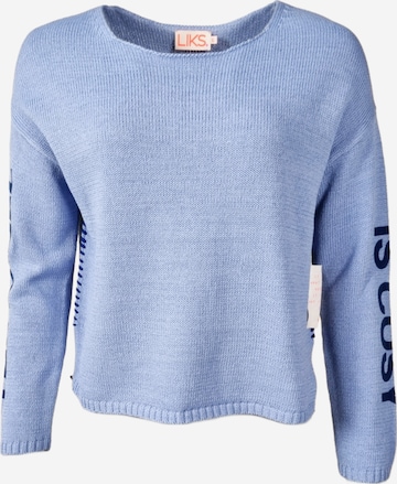 LIKS. Munich Sweater 'Strickpullover Baumwolle Leinen mit Flockprint - BrittaC' in Blue: front