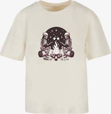 F4NT4STIC T-Shirt 'Skelette Lagerfeuer Marshmallow' in Beige: Vorderseite