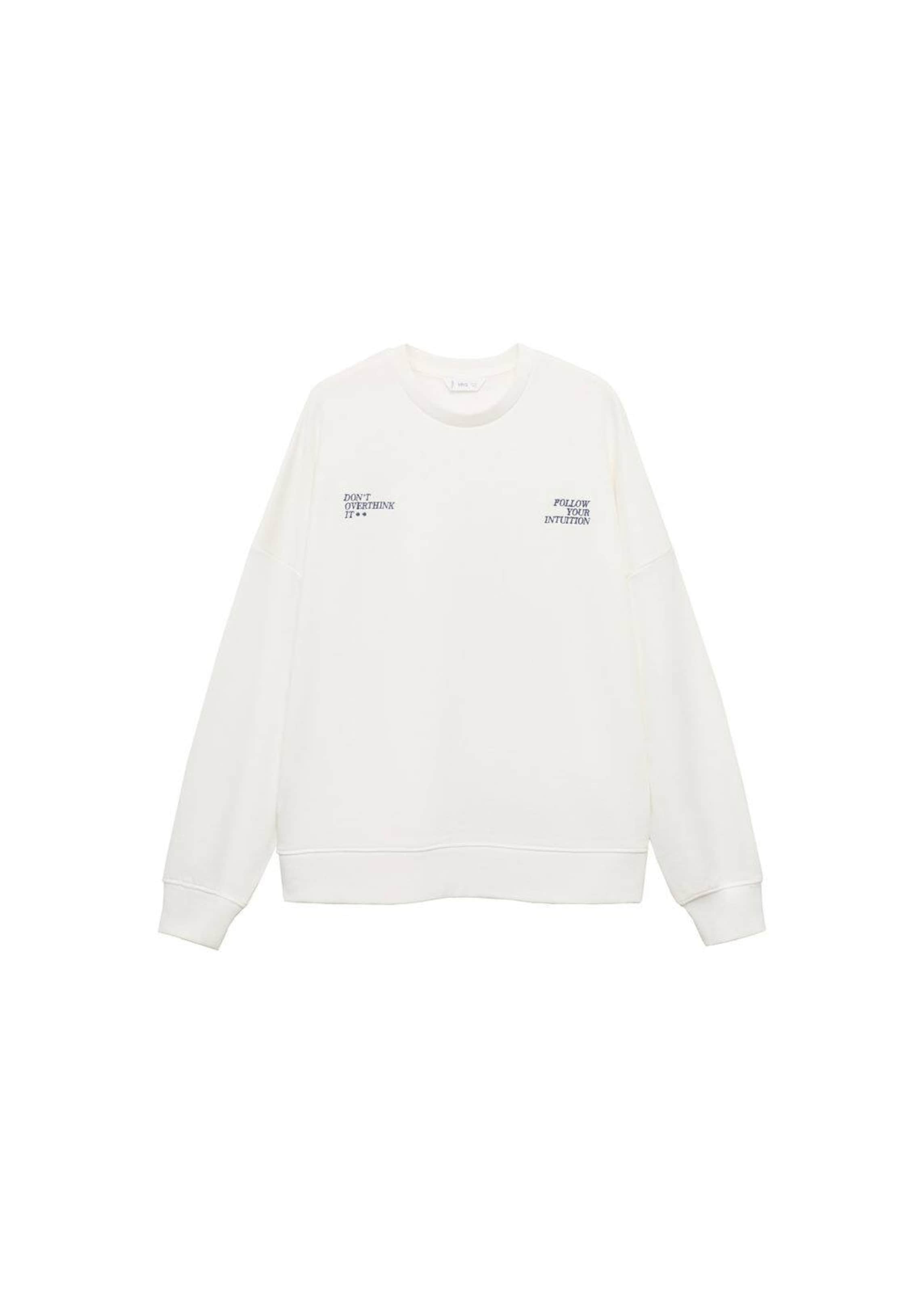 MANGO TEEN Μπλούζα φούτερ 'Think' σε λευκό: μπροστά