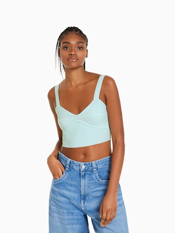 Tops en tricot Bershka en bleu : devant