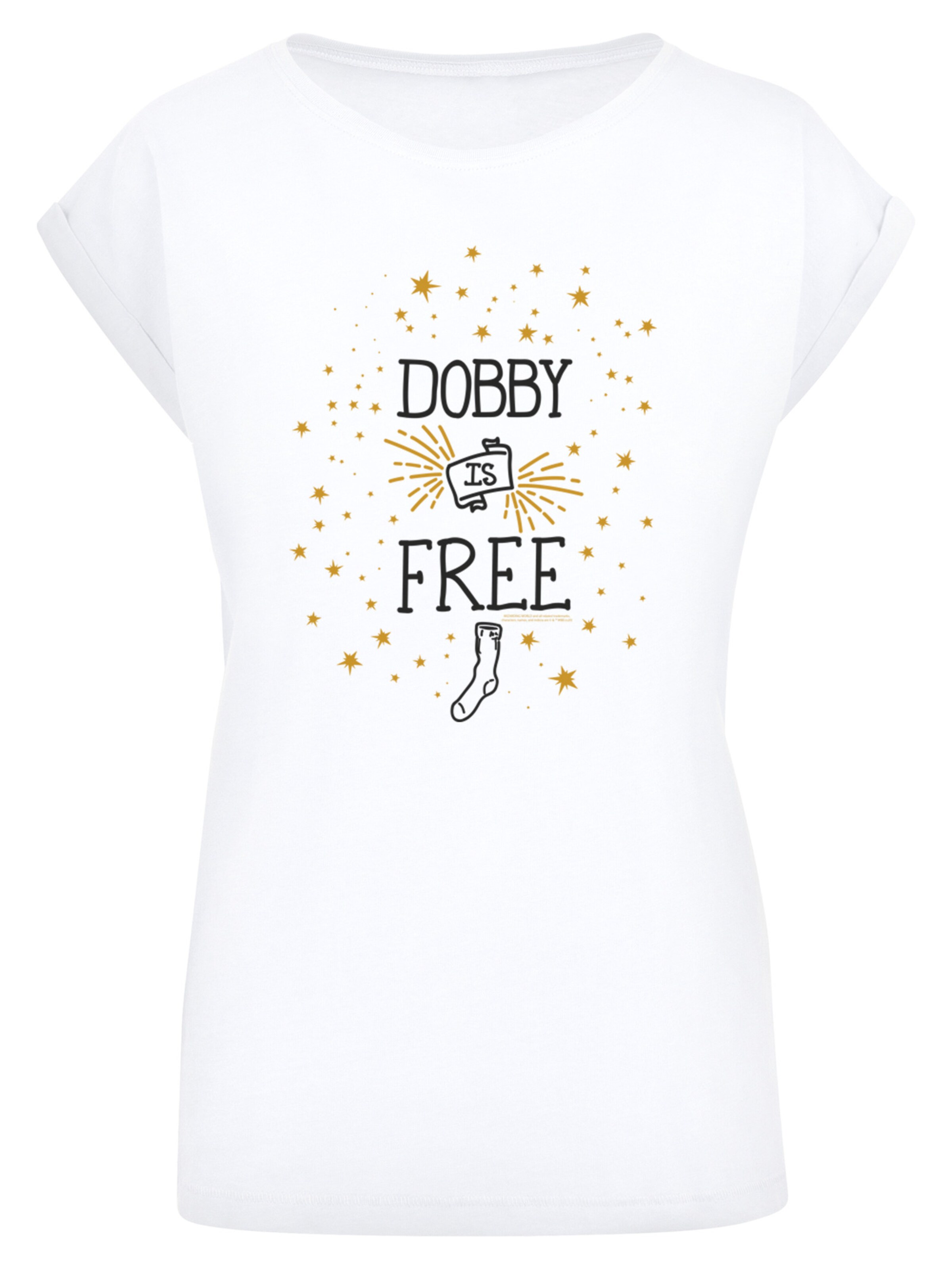 F4NT4STIC T-Shirt 'Harry Potter Dobby Is Free' in goldgelb / schwarz / weiß, Produktansicht