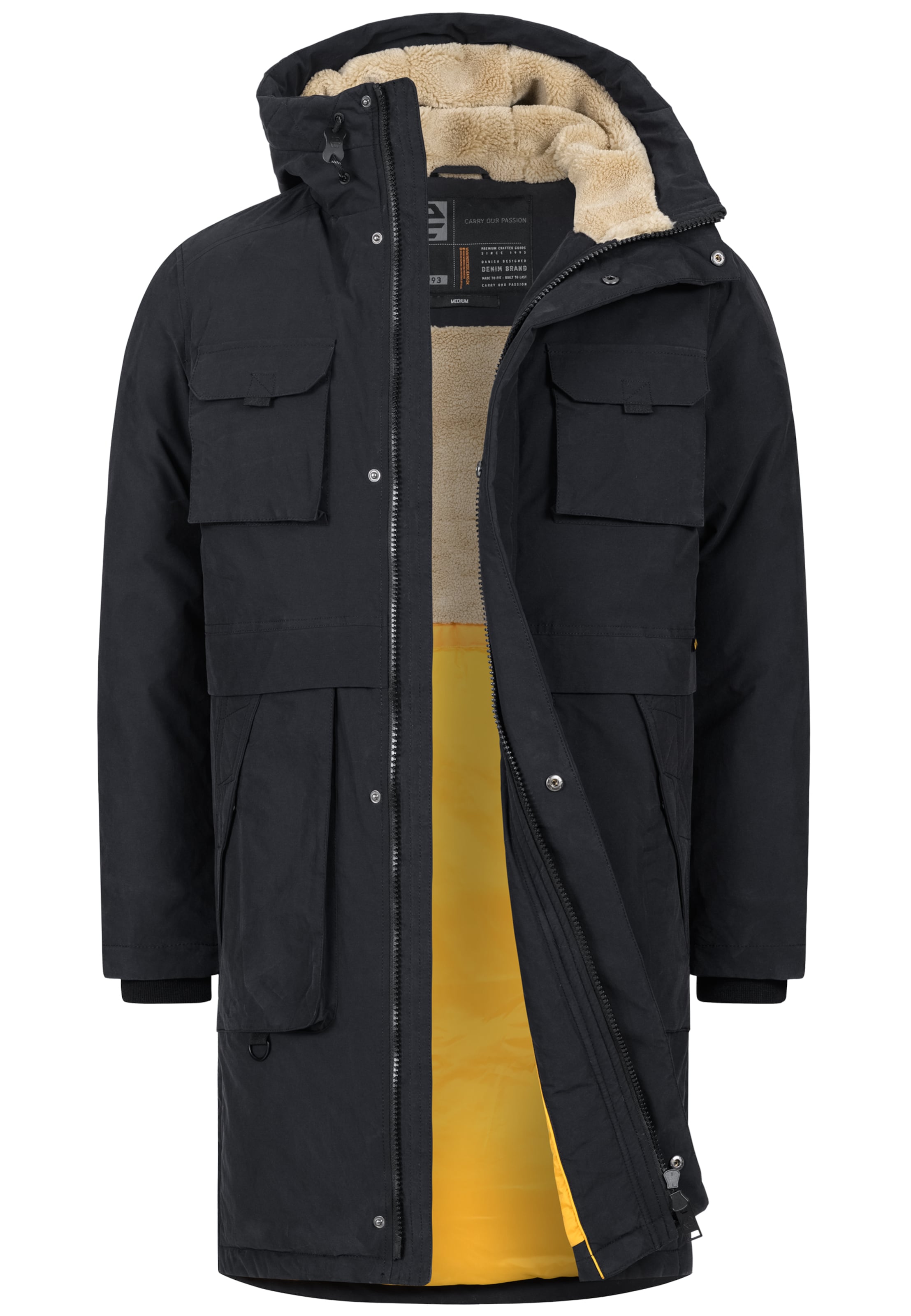 INDICODE JEANS Winterparka 'INKristof' in Zwart: voorkant