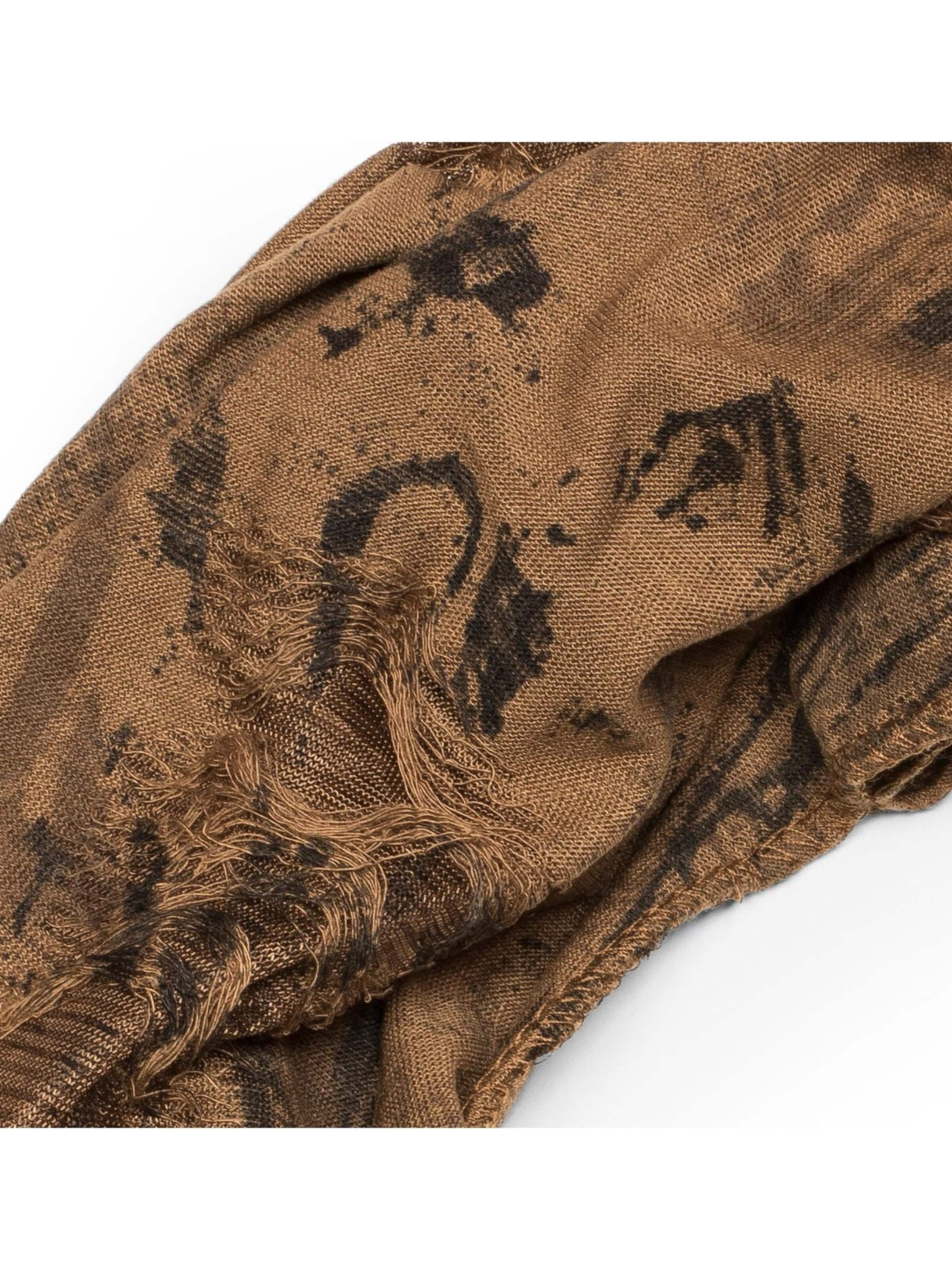 styleBREAKER Schlauchschal 'Gemusterter Loop Schal im Destroyed used Look'‌‌‌‌ in Braun