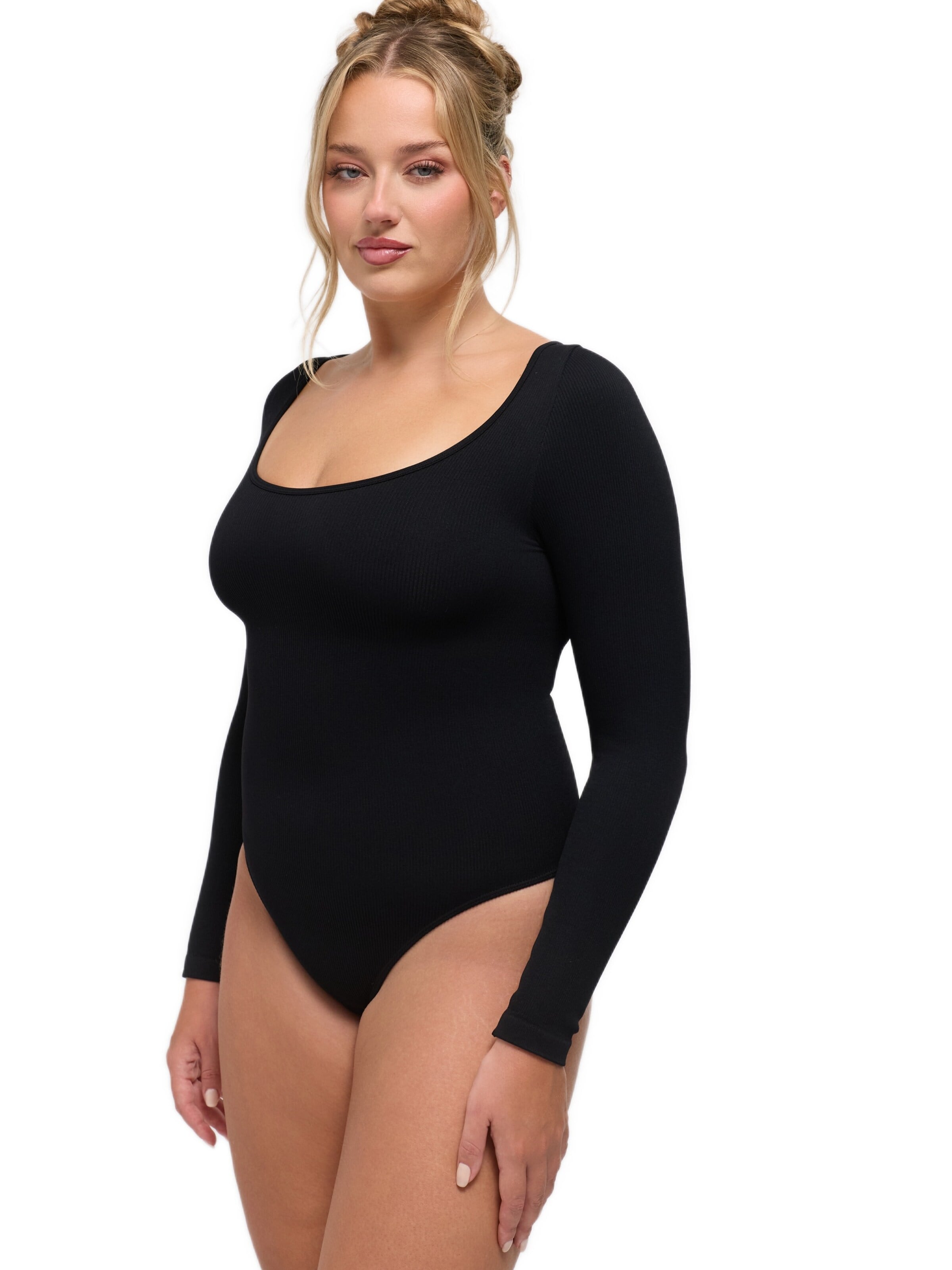 cfab Body 'Ribbed Longsleeve Sculpting Bodysuit with String'‌‌ in Schwarz