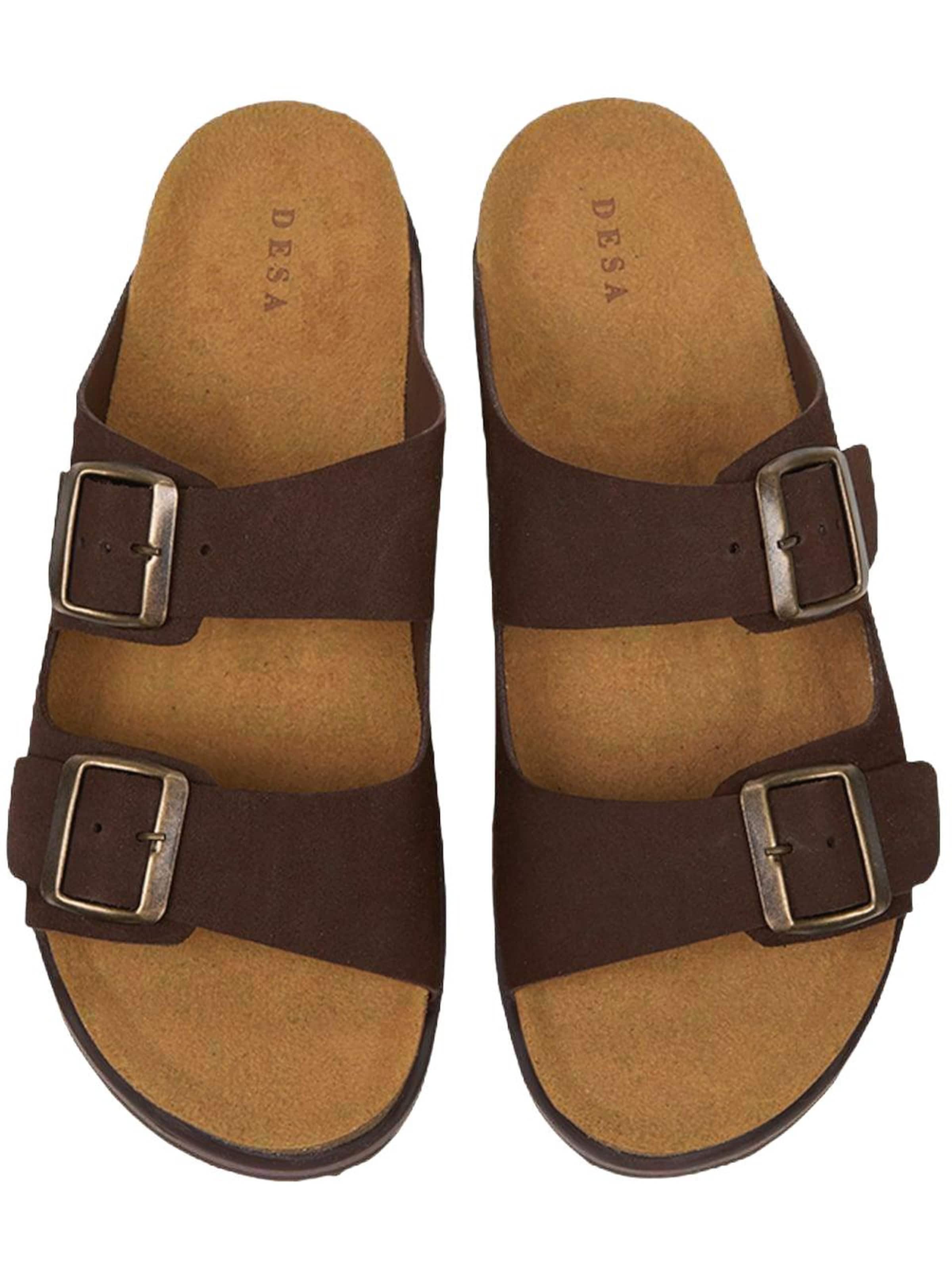 Desa - Zapatos abiertos 'DESA Herren-Sandalen aus Wildleder mit Doppelschnalle' en marrón