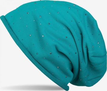 styleBREAKER Mütze 'Beanie mit Strass Nieten' in Blau: Vorderseite