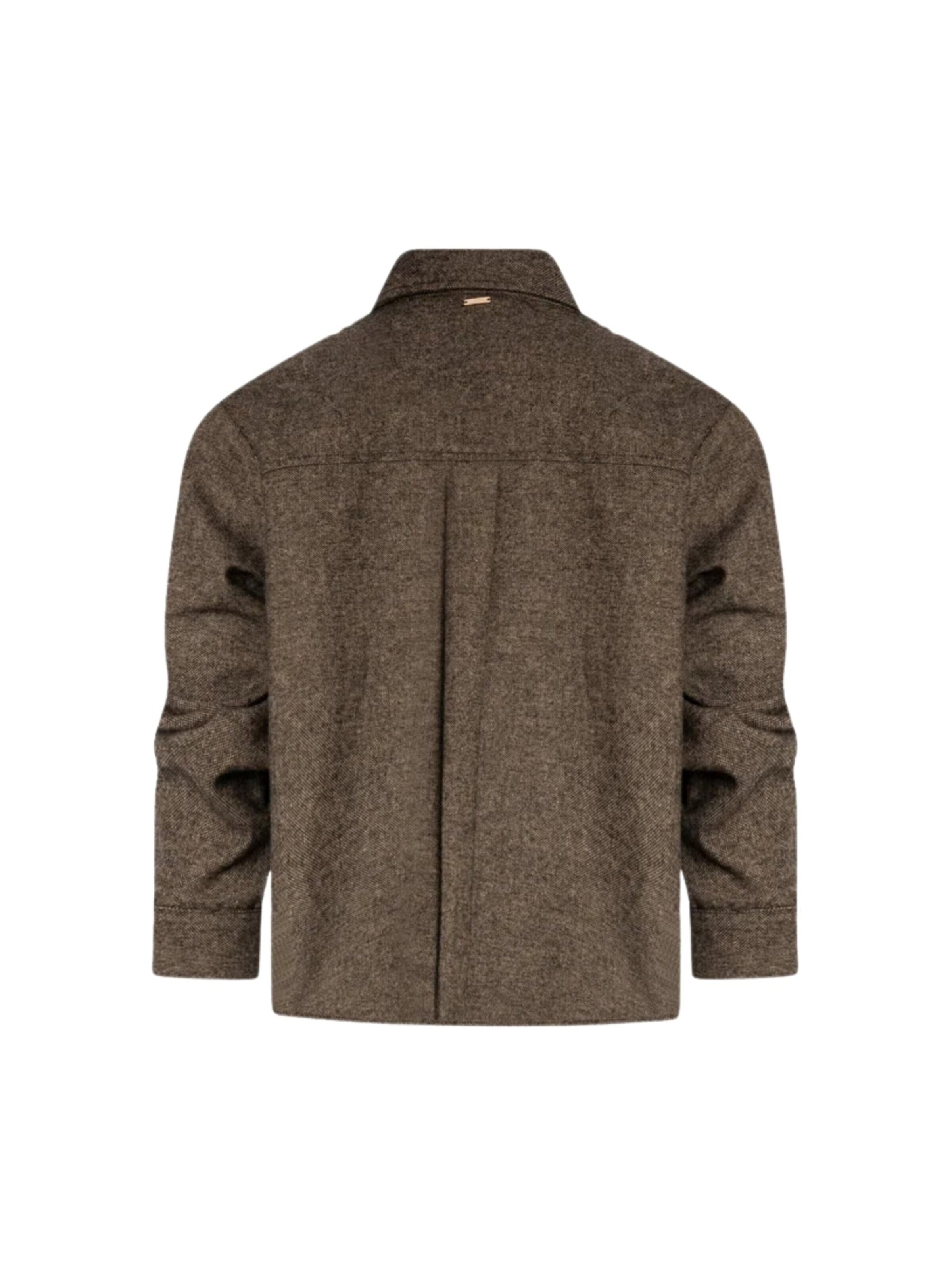 Fracomina Blus 'Oversized Tweed Shirt with Wool' i brun