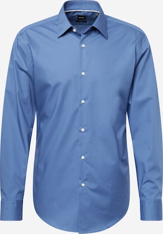 BOSS Black Button Up Shirt 'H-Hank' in Blue: front