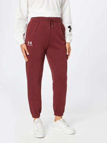 Effilé Pantalon de sport 'Essential' UNDER ARMOUR en rouge : devant