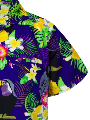 King Kameha Shirt 'Parrot Cockatoo' in Blau