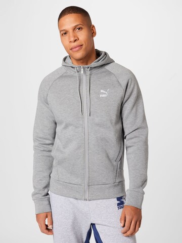 PUMA - Sudadera con cremallera en gris: frente