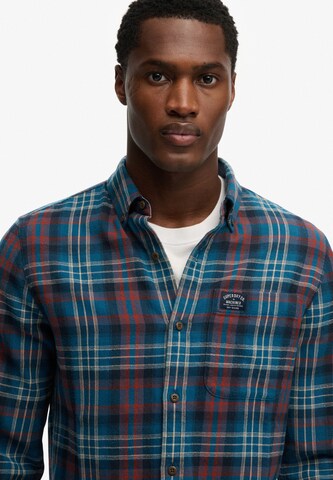Superdry Comfort fit Button Up Shirt in Blue