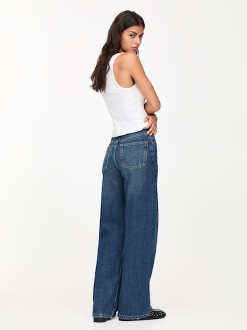 Wide Leg Jean Pull&Bear en bleu