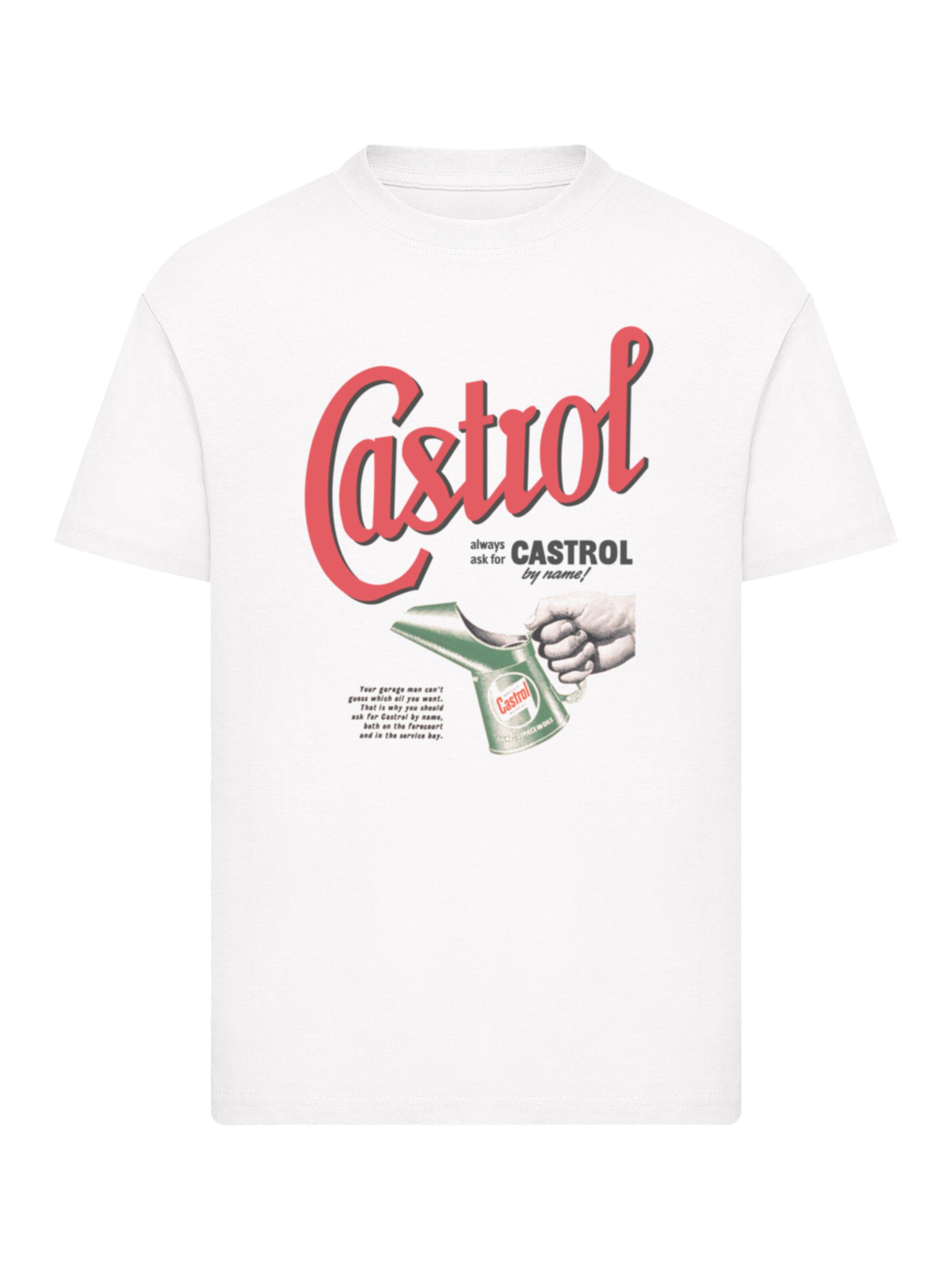 T-Shirt 'Castrol By Name' F4NT4STIC en blanc : devant