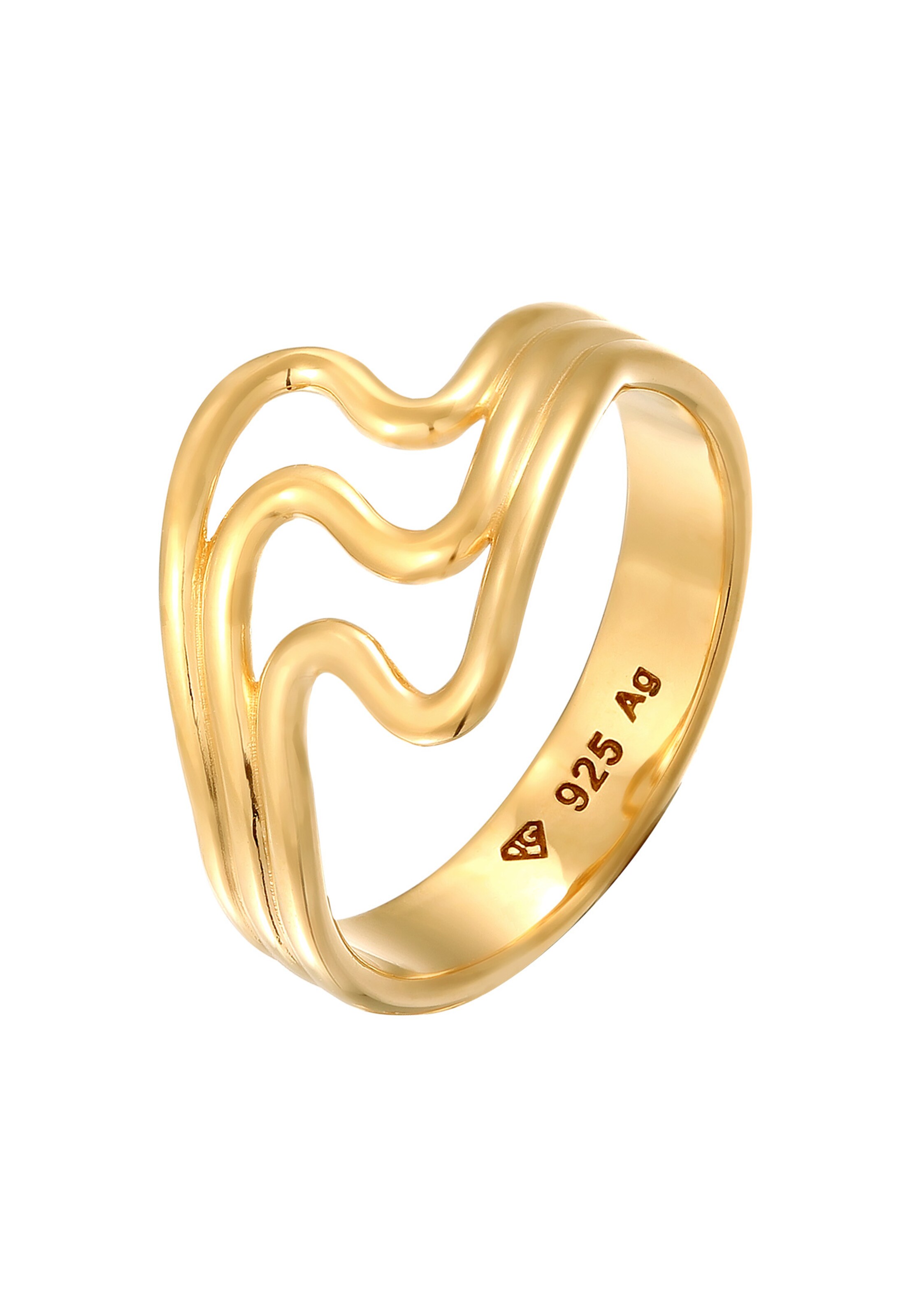 ELLI Ring 'Welle' in Gold: Vorderseite