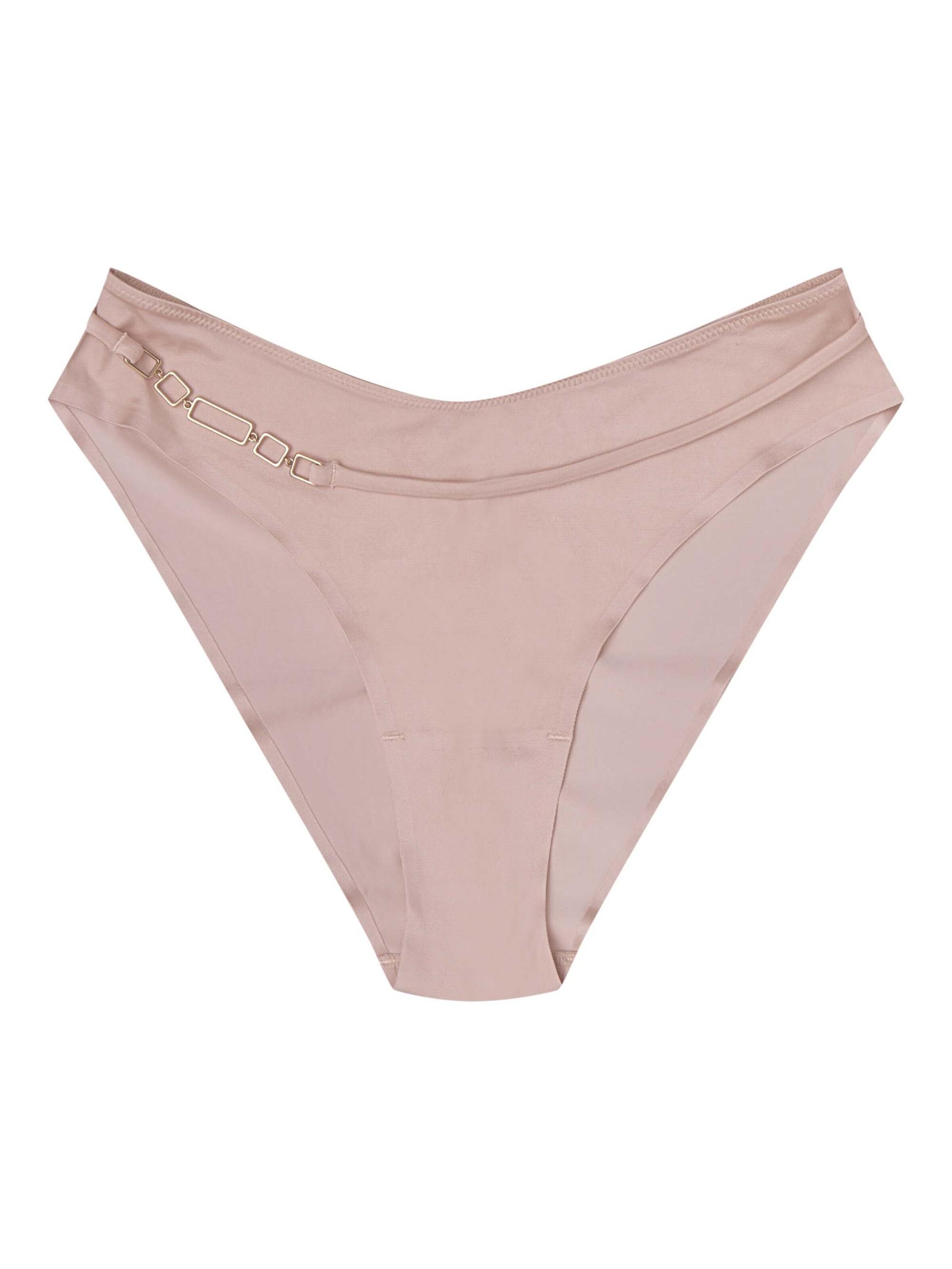 Panty 'Slip Olla, nahtlos, Streifenmuster, goldfarbene Details M' di ESOTIQ in beige: frontale