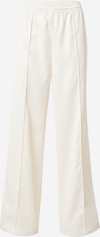 ADIDAS ORIGINALS Regular Pleated Pants 'Trefoil Monogram Satin' in White: front