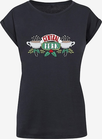 ABSOLUTE CULT Shirt 'Friends - Festive Central Perk' in Blauw: voorkant