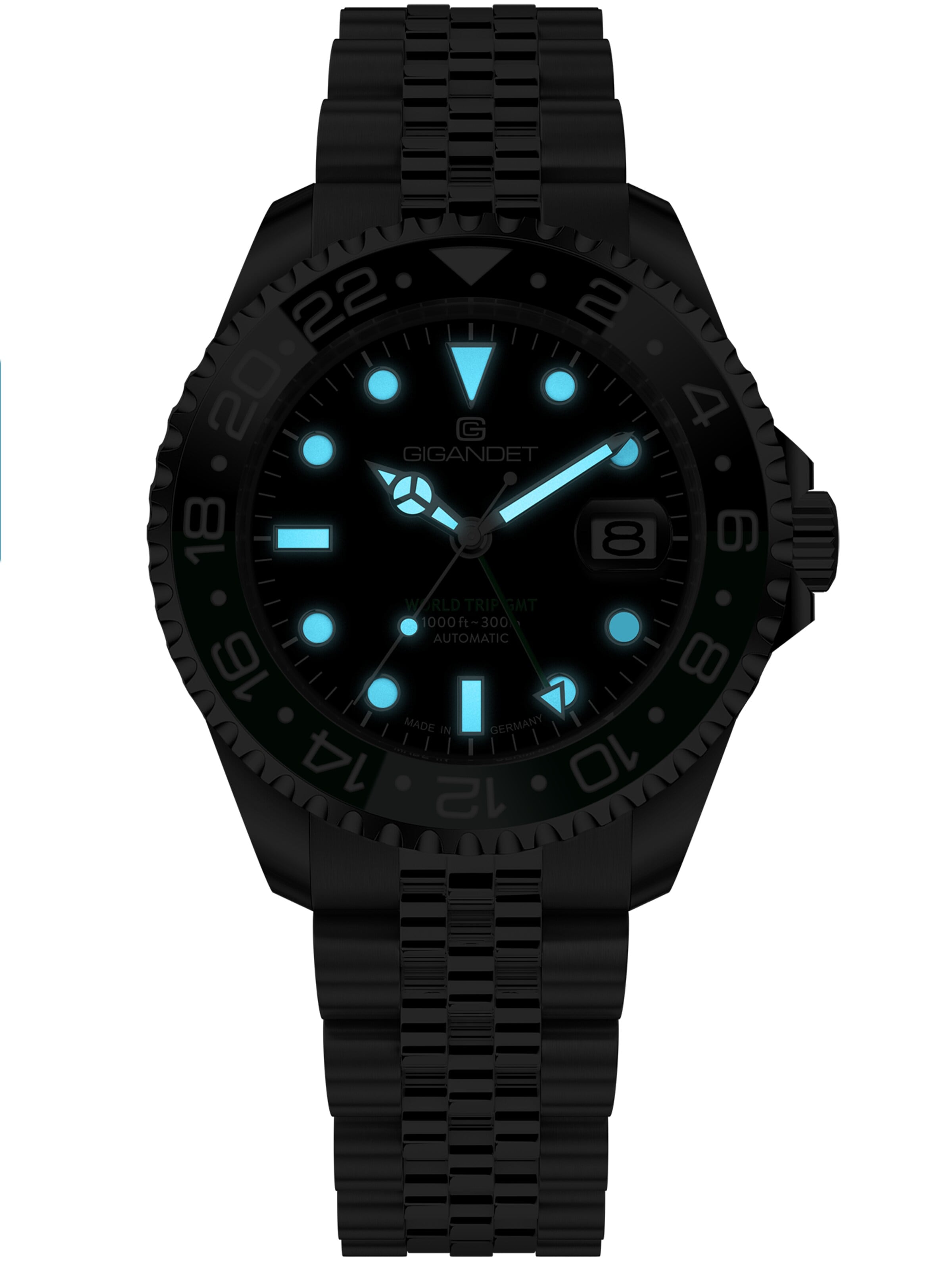 Montre à affichage analogique 'WORLD TRIP GMT CERAMIC' Gigandet en vert