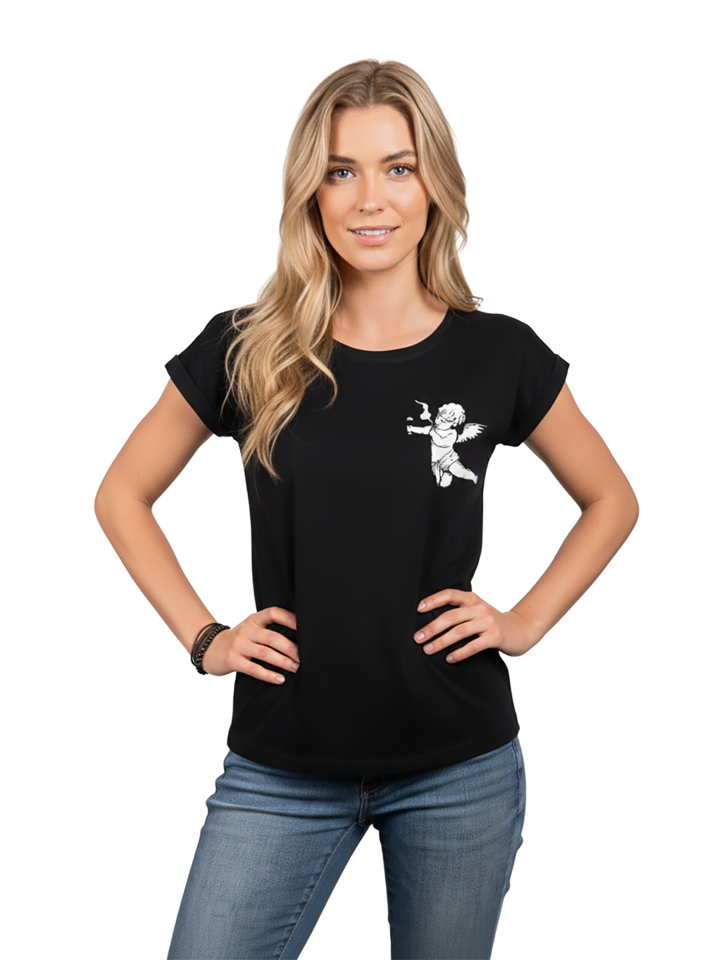 MAKAYA Shirt 'Engel' in Black: front