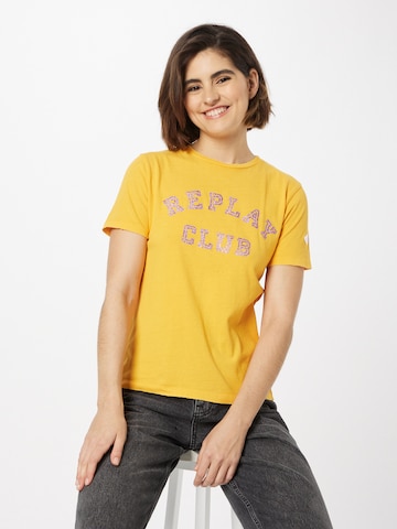 T-shirt REPLAY en jaune : devant