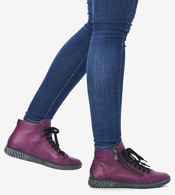 Rieker Lace-Up Ankle Boots in Purple