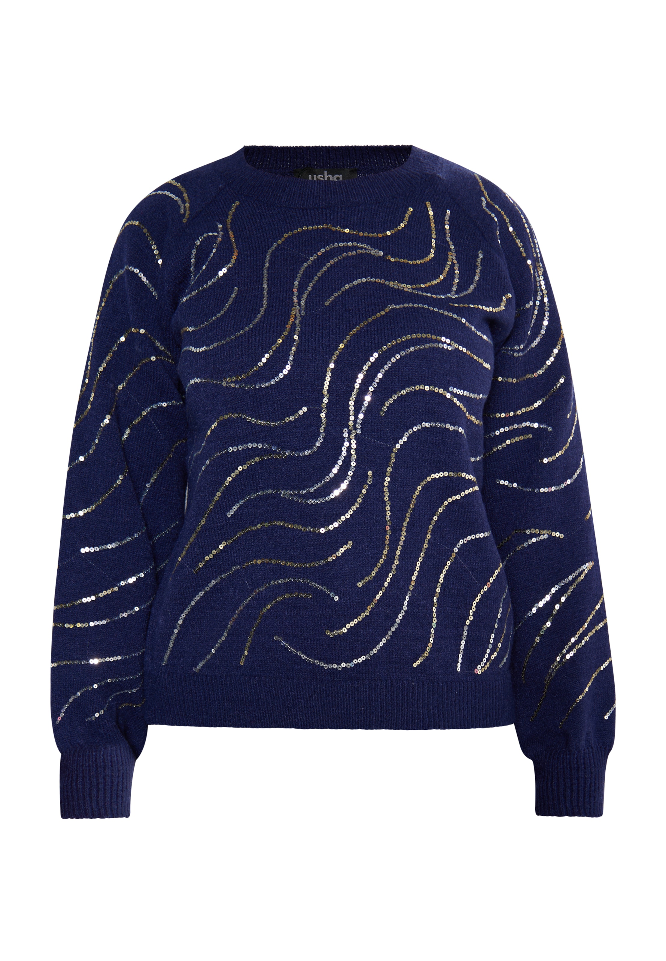 usha BLACK LABEL Πουλόβερ 'Nowles' σε μπλε: μπροστά