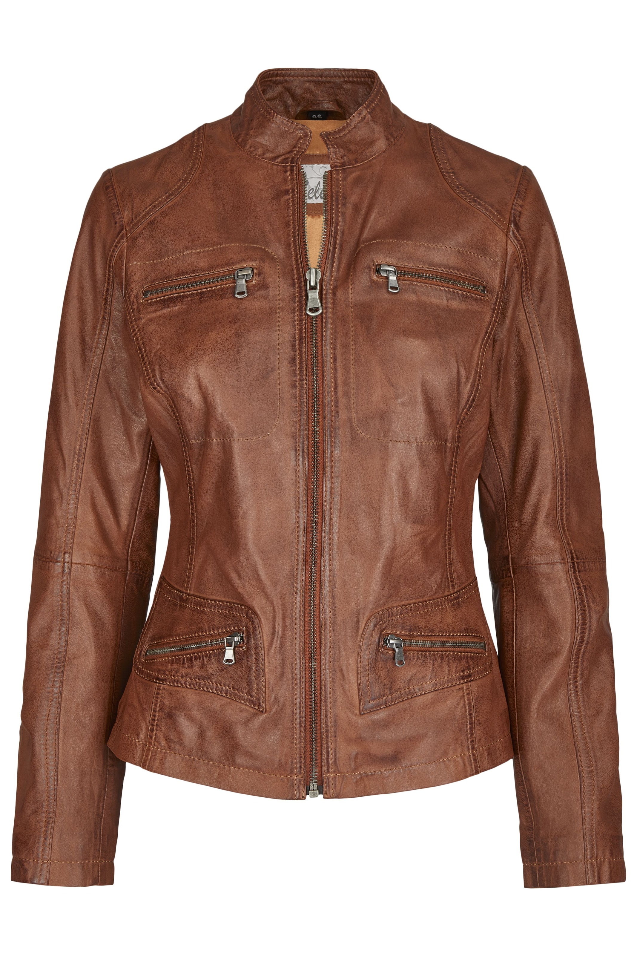 7ELEVEN Lederjacke 'SETrina' in Braun: Vorderseite