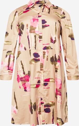 Selected Femme Curve Shirt dress 'Woodie' in Beige: front