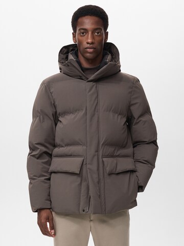 MANGO MAN Zimní bunda 'Noruega' – hnědá: přední strana