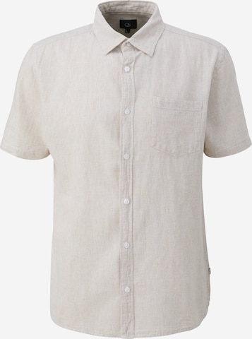 QS Slim fit Button Up Shirt in Beige: front