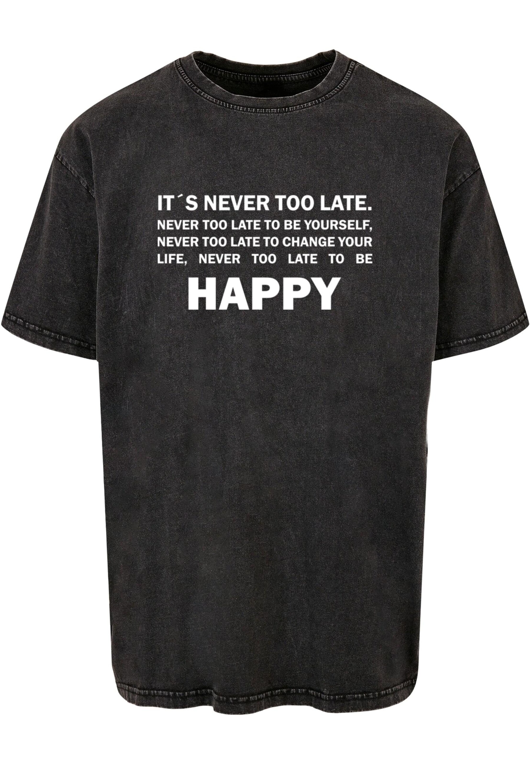 Merchcode Shirt 'Never Too Late' in Black: front