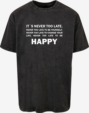 Merchcode Shirt 'Never Too Late' in Schwarz: predná strana