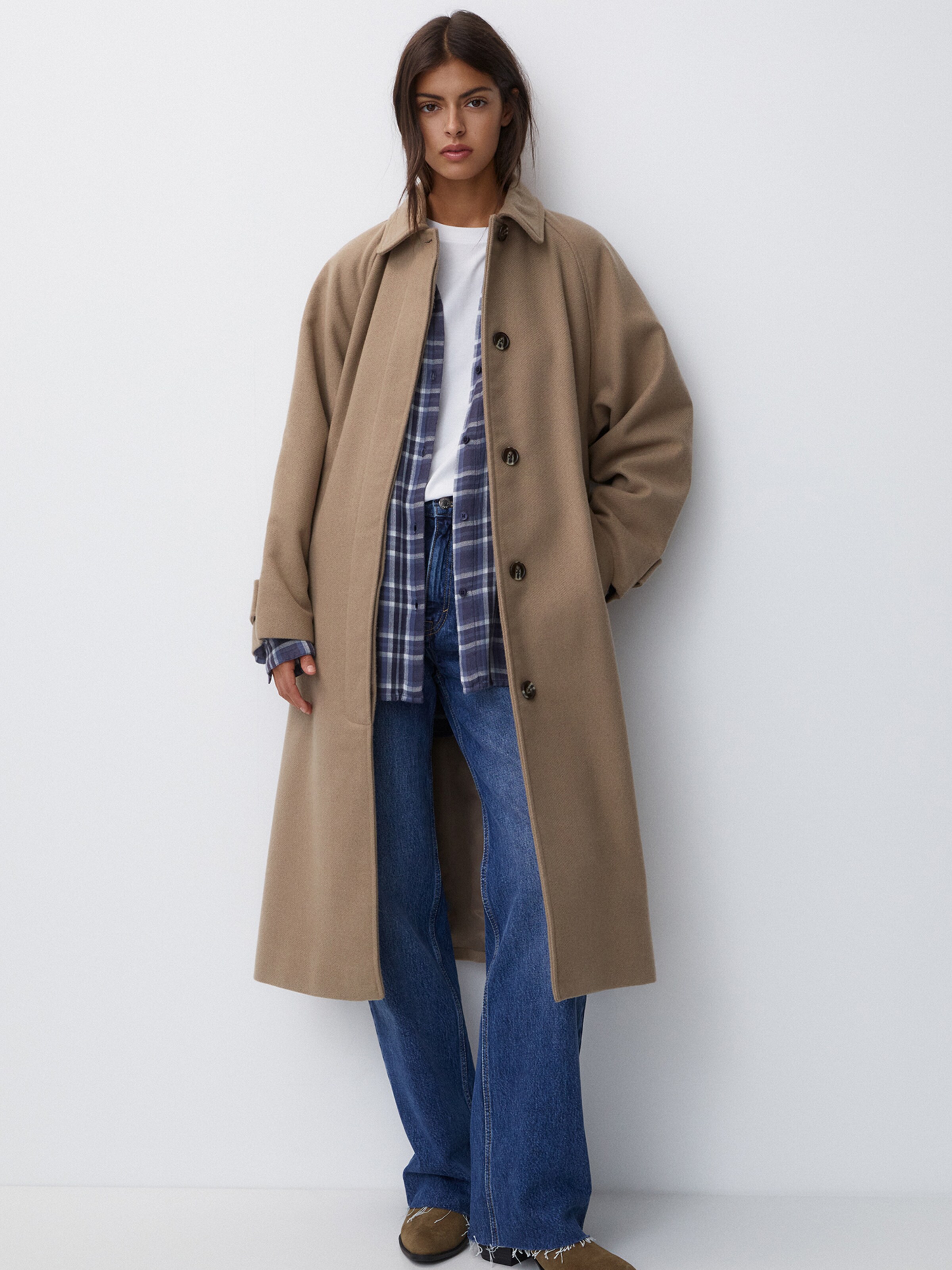 Manteau mi saison Pull Bear en Noisette ABOUT YOU