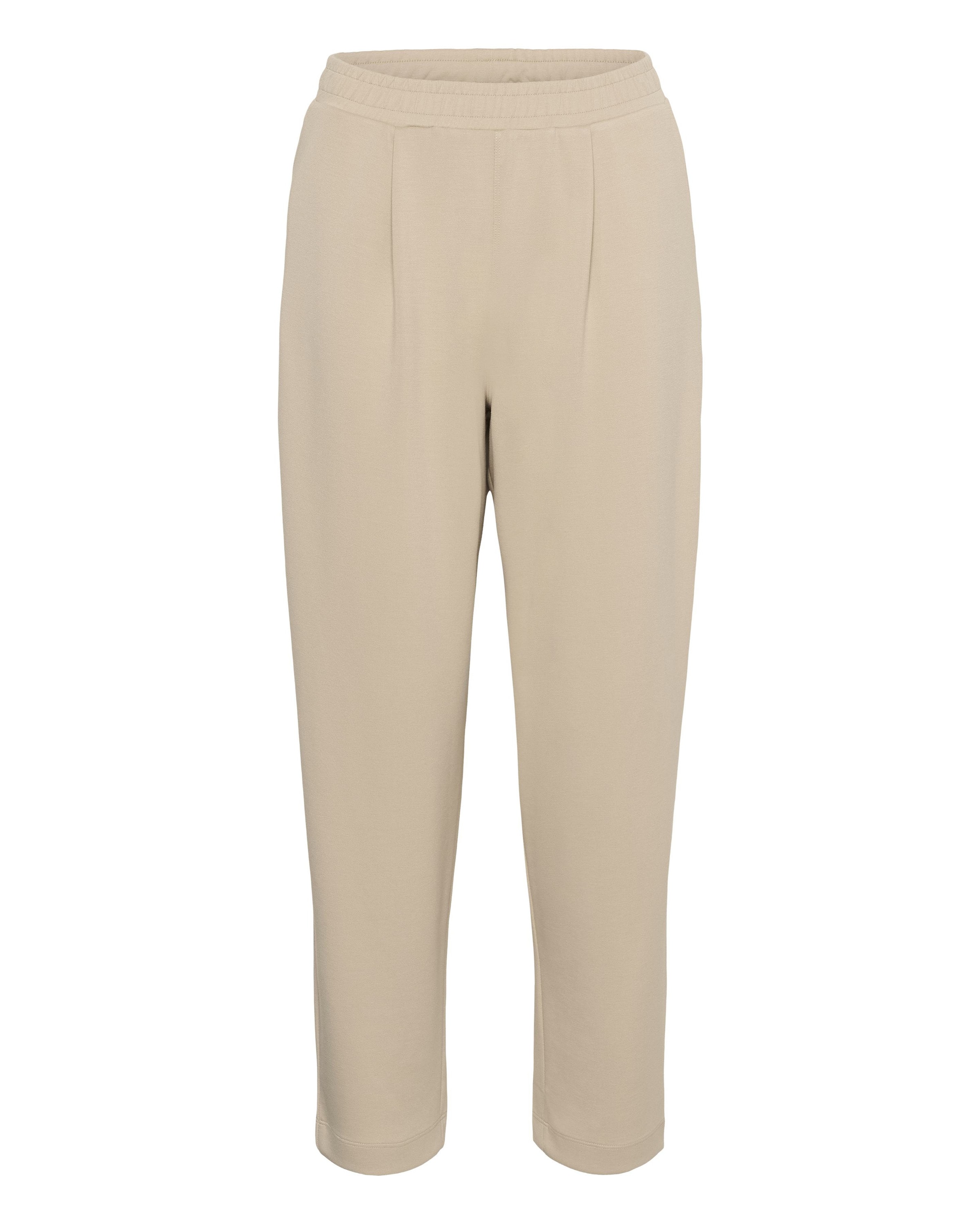 Kaffe Tapered Bukser med lægfolder 'KAAnnie' i beige: forside