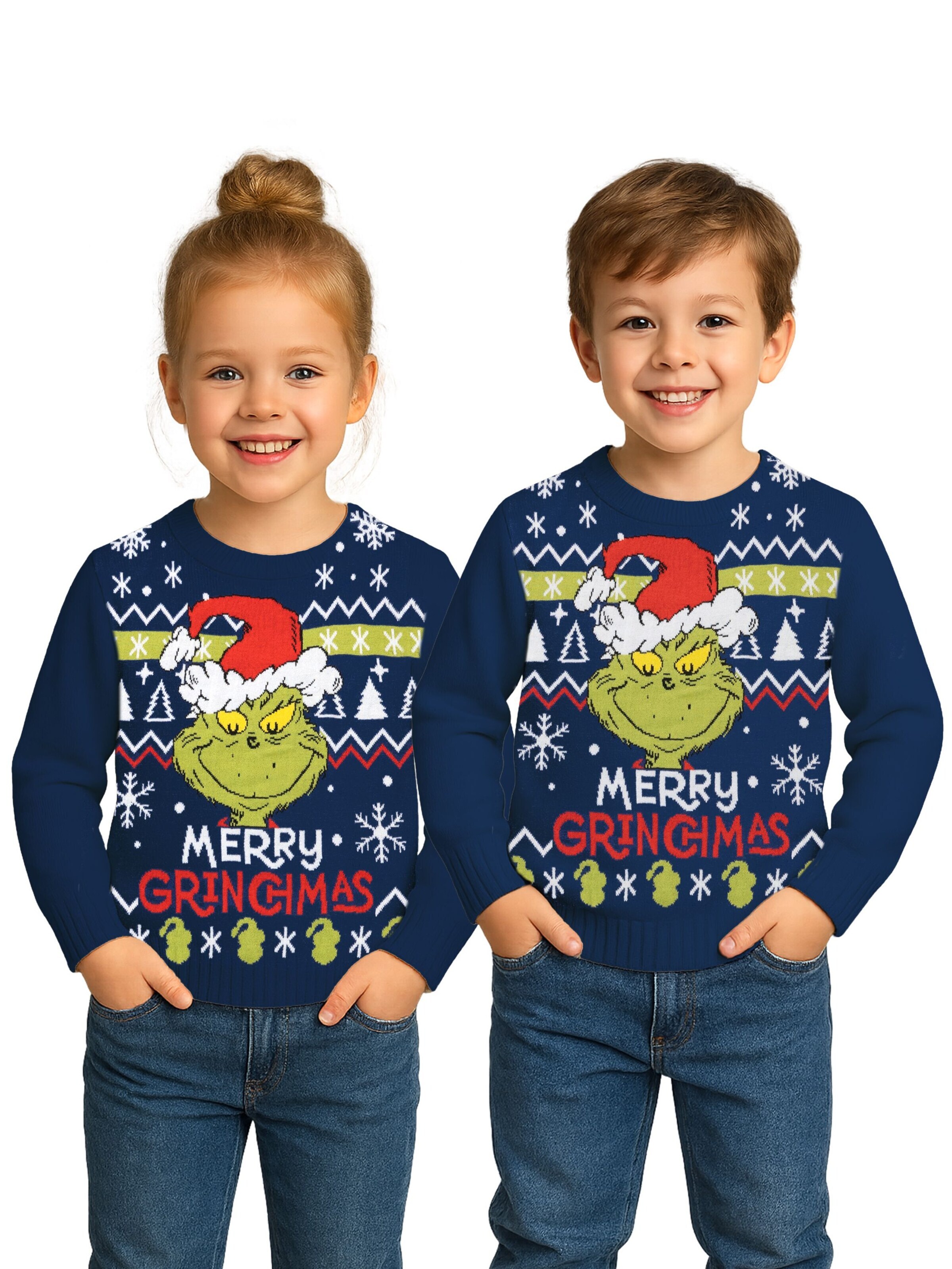 The Grinch Sweater 'Weihnachtspullover Merry Grinchmas' in Blue: front