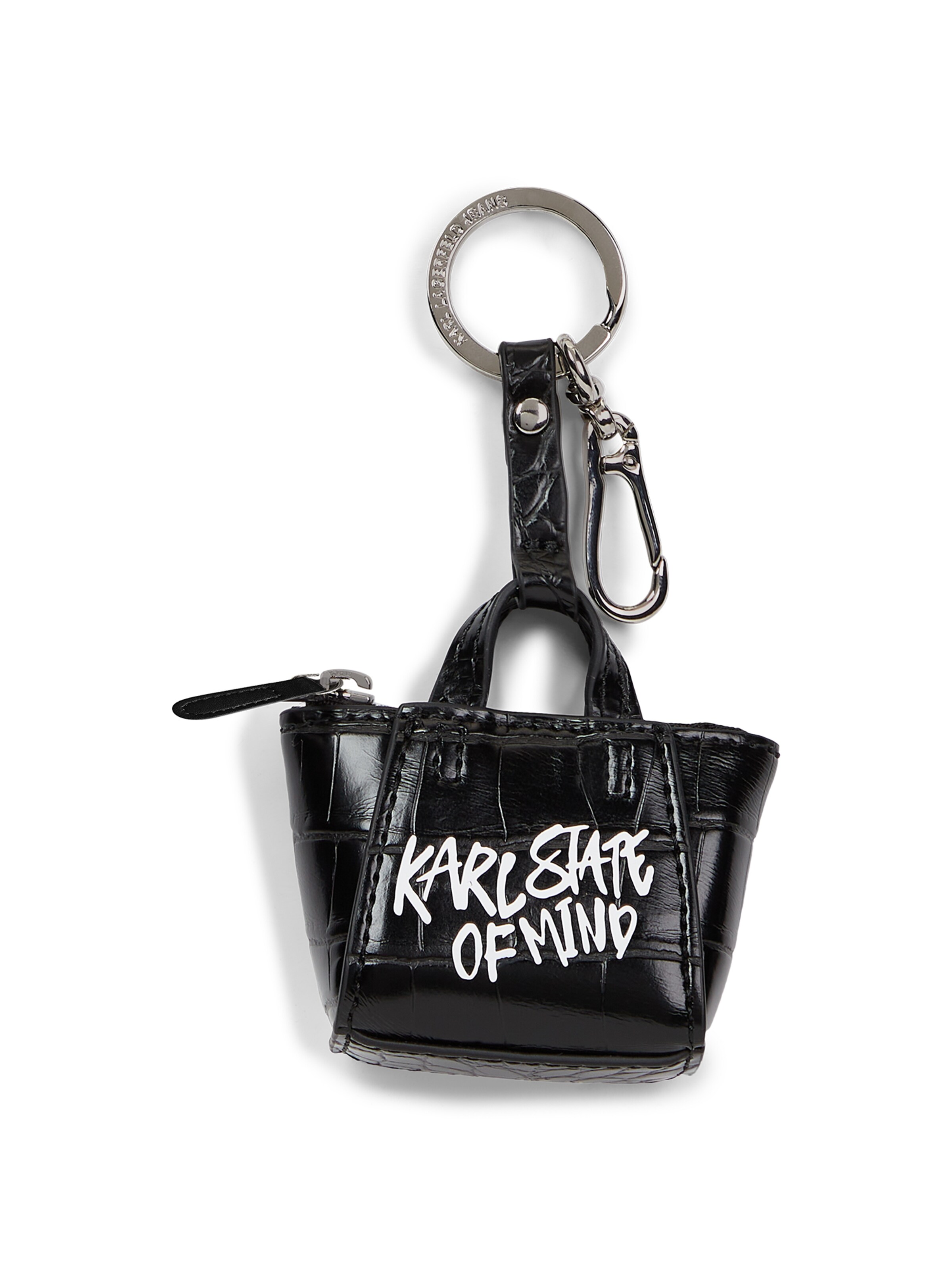 KARL LAGERFELD JEANS - Porta-chave ' KARL QUOTE ' em preto: frente