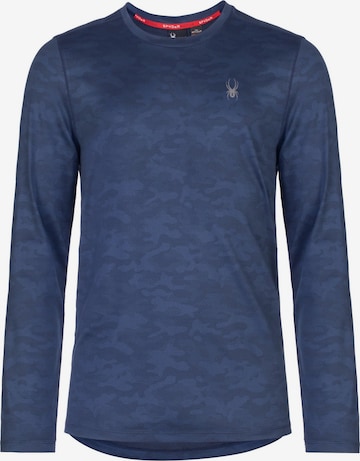 T-Shirt fonctionnel Spyder en bleu : devant