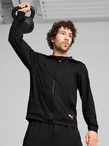 PUMA Athletic Zip-Up Hoodie 'Cloudspun' in Black: front