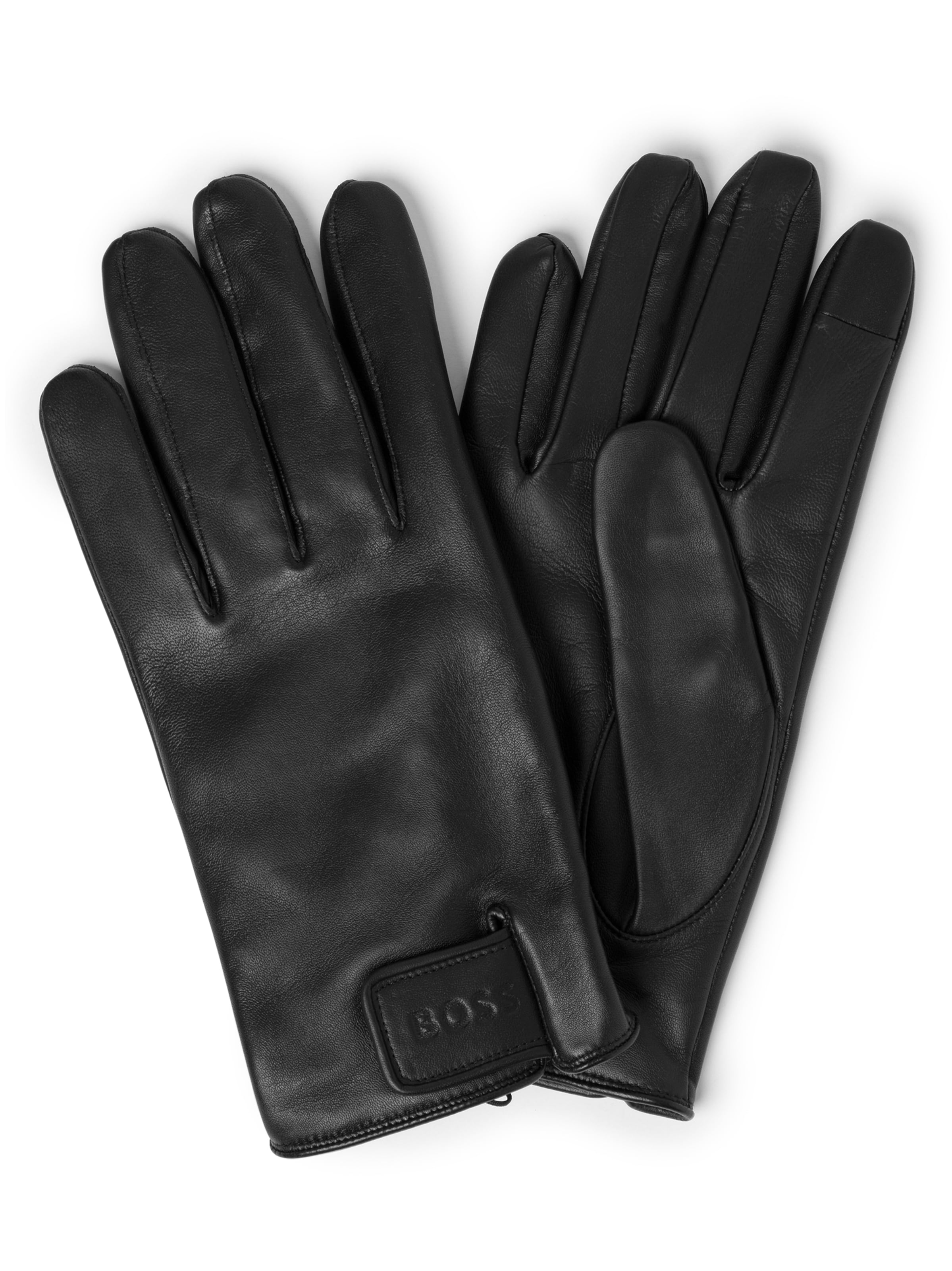 BOSS Fingerhandschuhe 'Helkop-1' in Schwarz: Vorderseite