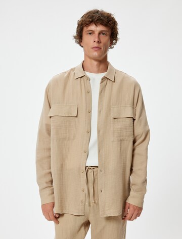 Koton Regular fit Button Up Shirt in Beige: front
