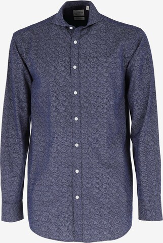 Black Label Shirt Regular fit Zakelijk overhemd 'DENIMLIKEPRINT' in Blauw: voorkant