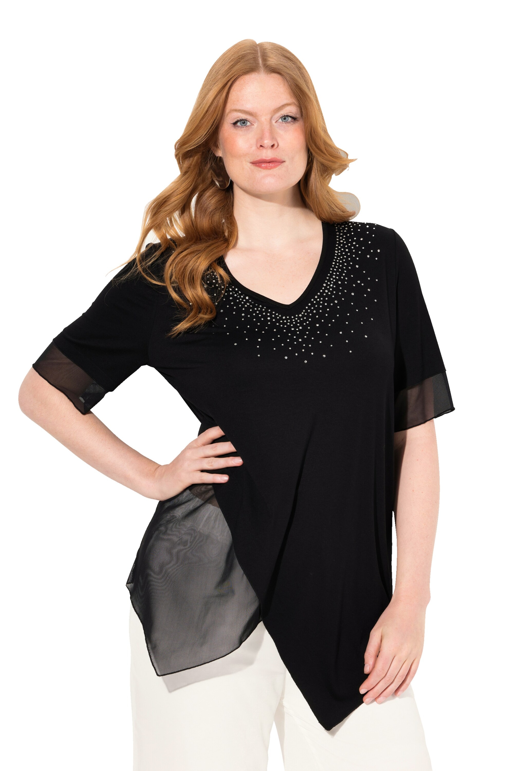 Ulla Popken Blouse in Zwart: voorkant