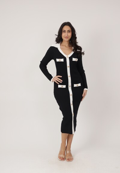 Elara Gebreide jurk in de kleur Zwart, Productweergave