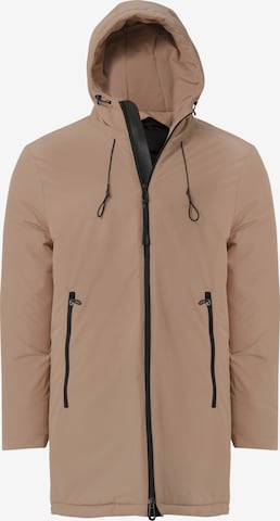 Ron Tomson Mantel, Model trägt Größe M in Braun: Vorderseite