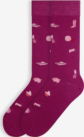Von Jungfeld Socken 'Signature Icons' in Pink: Vorderseite